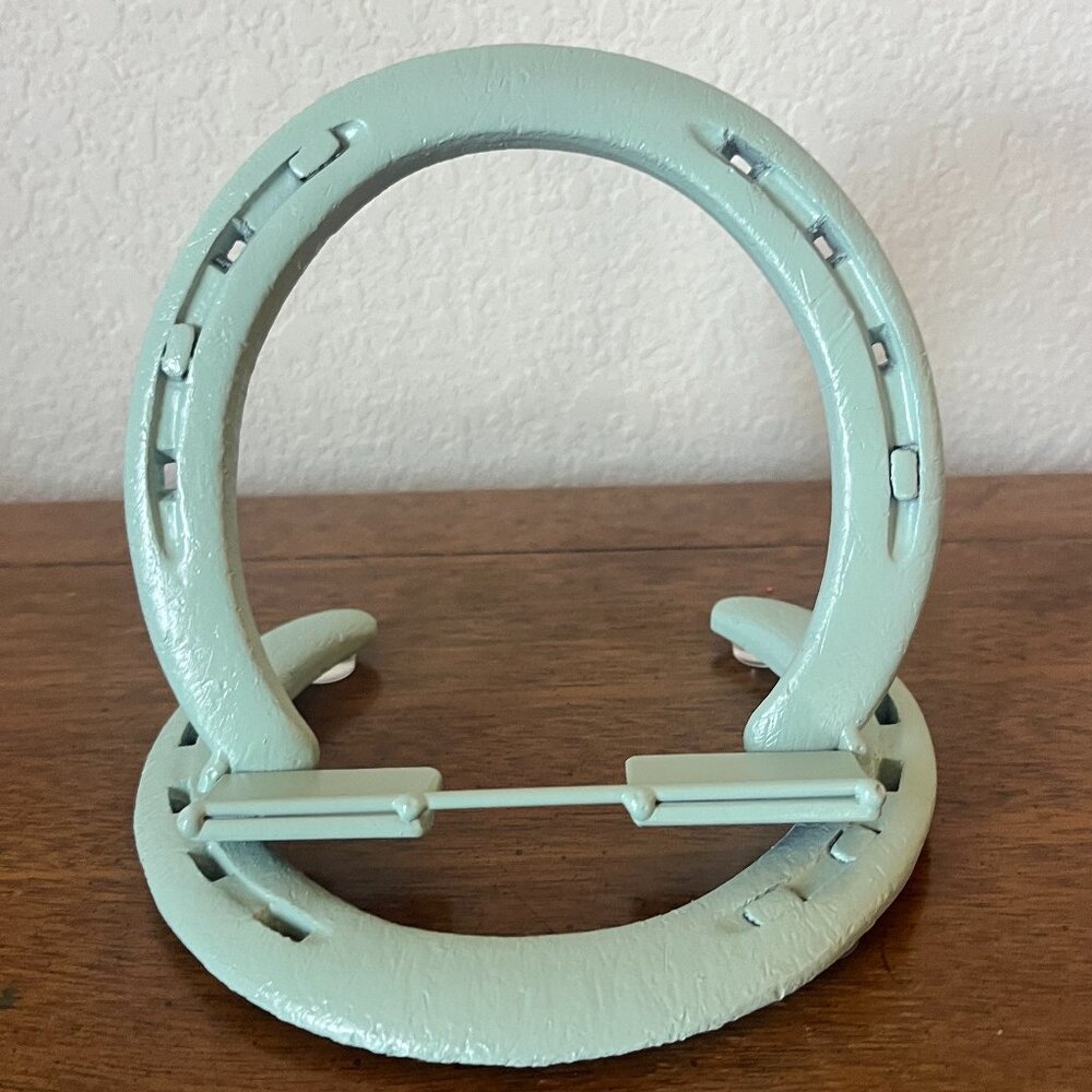 Reclaimed Horseshoe Phone Tablet Stand Cactus Green Rustic‎ Western Decor
